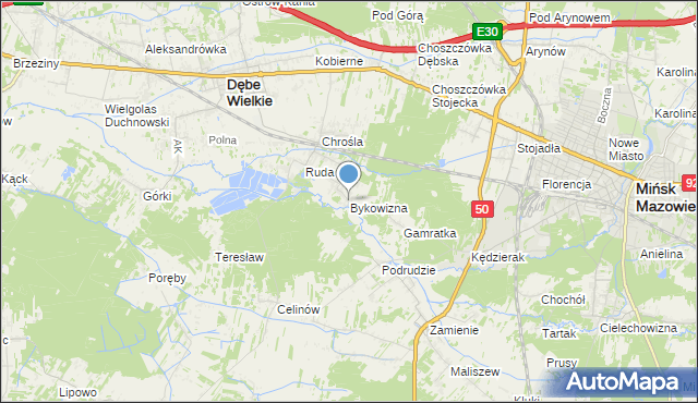 mapa Bykowizna, Bykowizna na mapie Targeo